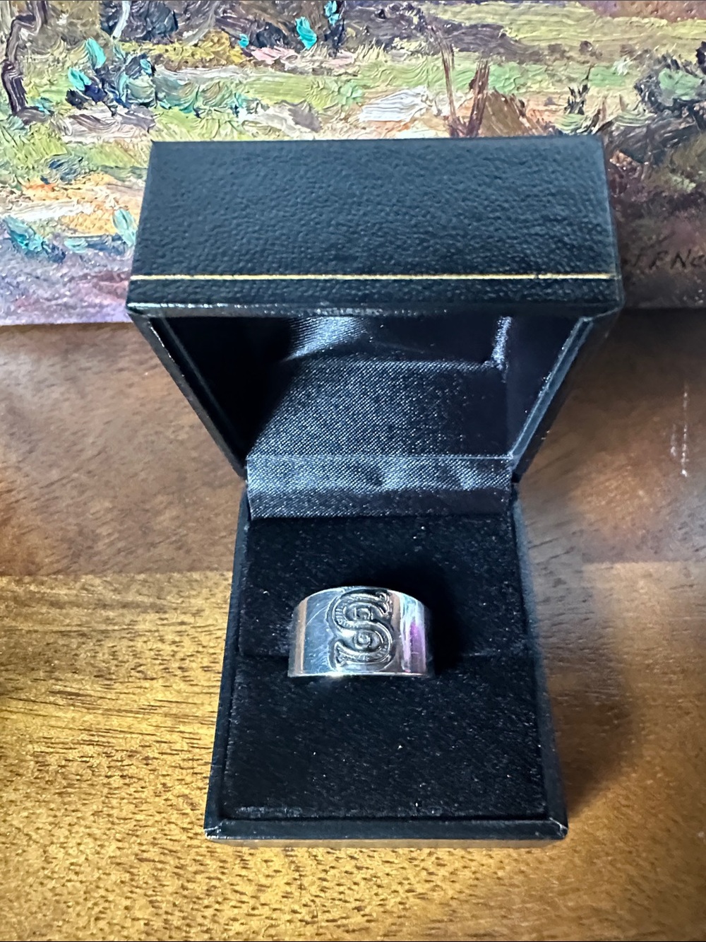 Sterling Silver/14K raised letter S signet ring size 6.5